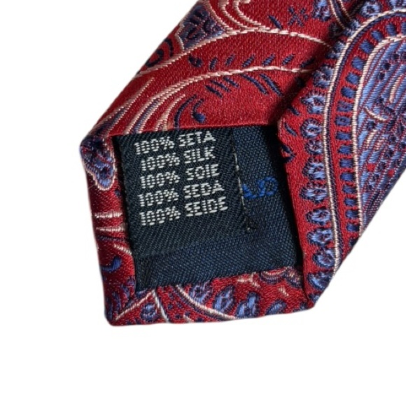 NEW Saddlebred Red and Blue Paisley Tie 100% Silk Necktie - Picture 6 of 9